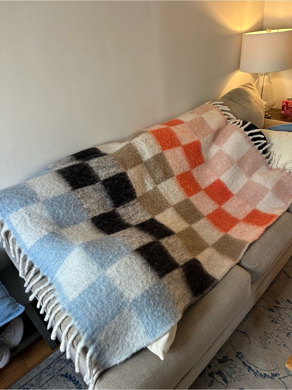 Anthropologie Checkered Throw Blanket - Multi Color